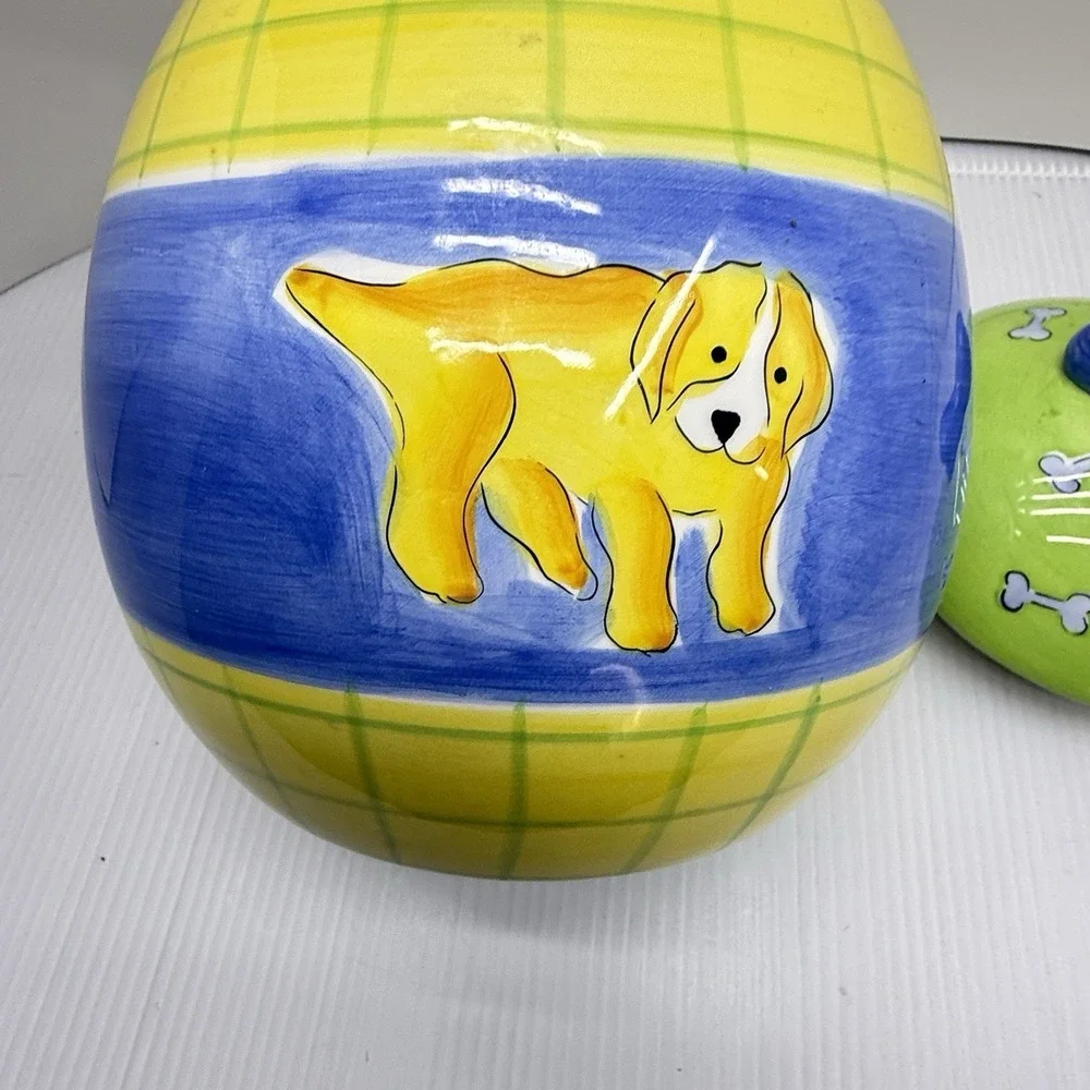 Rare 90's Y2K Find Vintage Hausenware Dog Treat Jar Hand Painted Ceramic